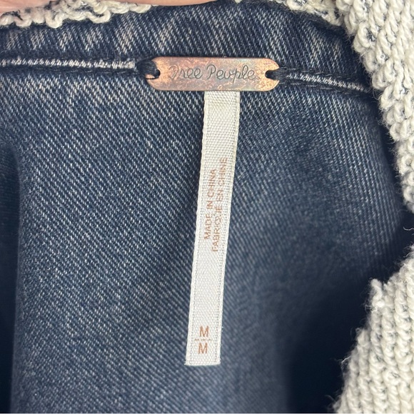 Free People Mixed Media Hooded Denim Jacket– Size M - Picture 6 of 10